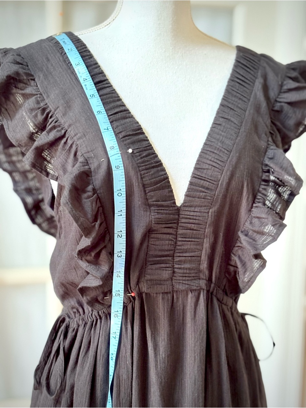 Strut & Bolt NWT Micah Tereu Black Cotton Ruffle Tiered Midi Dress S Cottagecore - Picture 12 of 15